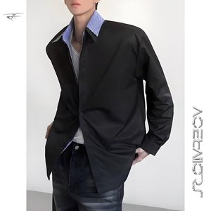 【244】新款假两件衬衫新款日系ins百搭A079-CS91-P49,男装衬衫,电商A079