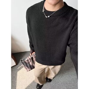 【网41】2025撞色灰色圆领针织毛衣男A079-M5807-P55图片