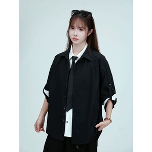 【079】假两件拼接领带设计感衬衫高级感衬衣外套A079-1151-P47，男装衬衫，电商A079