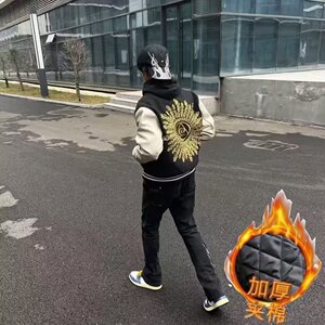 【284】百搭流行潮流毛呢拼皮夹克A079-A245-P82图片