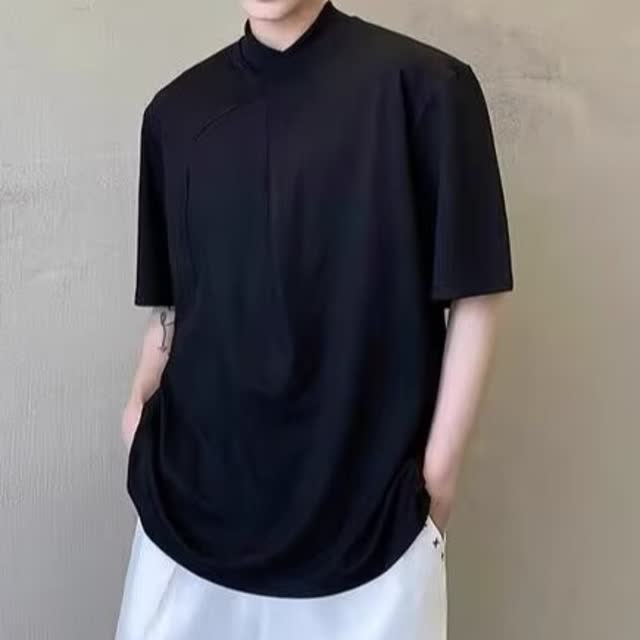 [003]潮牌白色短袖t恤男夏季男宽松凉感半袖上衣A079-T146-P30,男装T恤,电商A079