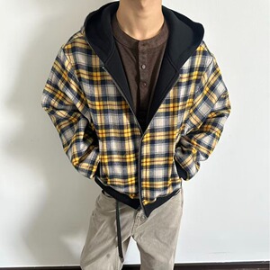 【254】5双面穿千鸟外套男情侣宽松开衫连帽卫衣A079-WY118-P55图片