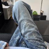 【网62】复古蓝提花水洗做旧牛仔裤A079-V8801-P40，男装牛仔裤，电商A079