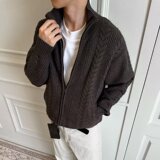 【网59】宽松休闲针织衫开衫绞花拉链毛衣A079-M58-P74，男装针织衫/毛衣，电商A079