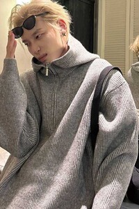 【002】连帽纯色毛衣针织衫男外套A079-MY114-P51图片