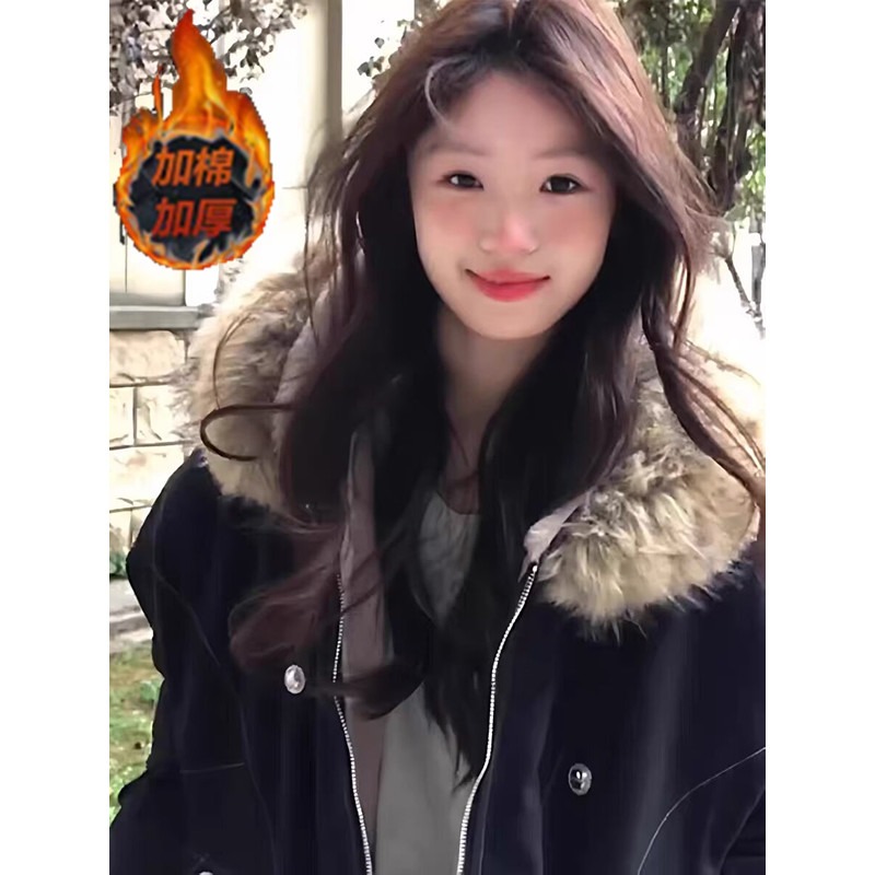 【57】5座山雕加厚棉服男女宽松解构毛领外套A079-HT266加绒P108，男装棉衣，电商A079