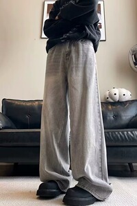 【网53】牛仔裤男士灰色高街宽松休闲A079-T809-P34图片
