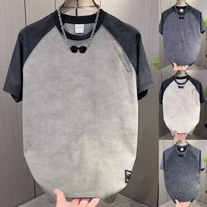 [003]男士短袖款t恤衫拼色扎染半袖体恤男T恤宽松A079-D908-P24图片