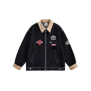 【网75】款灯芯绒翻领机车绣花牛仔外套A079-F4901-P72图片