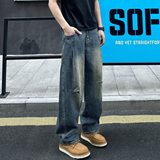 [008]宽松水洗牛仔裤男士休闲长裤男装阔腿弯刀裤A079-N922-P47，男装牛仔裤，电商A079