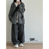 【7】秋冬新条纹连帽毛衣男女同款A079-MY9574-P62，男装针织衫/毛衣，电商A079