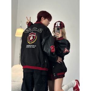 【网】潮新款刺绣徽章拼接撞色棒球服外套A079-3989-P61图片
