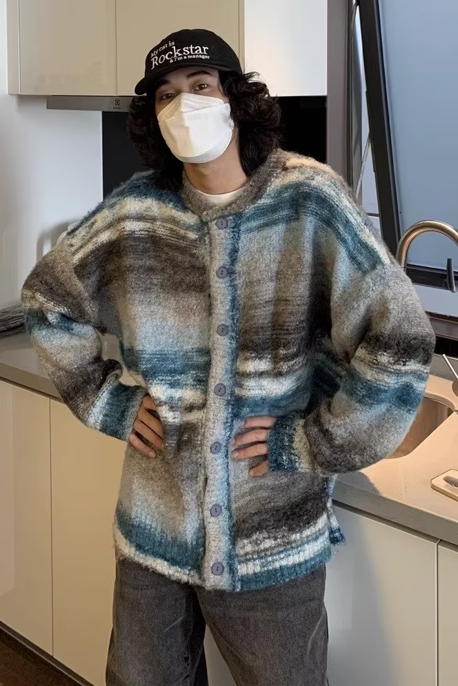 【网59】25新款纽扣针织衫复古休闲外套A079-788-P55,男装针织衫/毛衣,电商A079