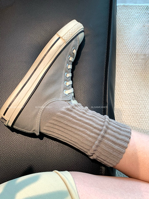 ALGAM CANDY 美式复古肌理感运动中筒袜  粗线堆堆袜