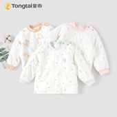 童泰宝宝单件棉衣秋冬60克加棉保暖圆领套头肩开纯棉薄棉打底棉袄