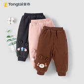 童泰冬季 加厚保暖百搭休闲裤 儿童200克夹棉长裤 可爱卡通束脚PP裤