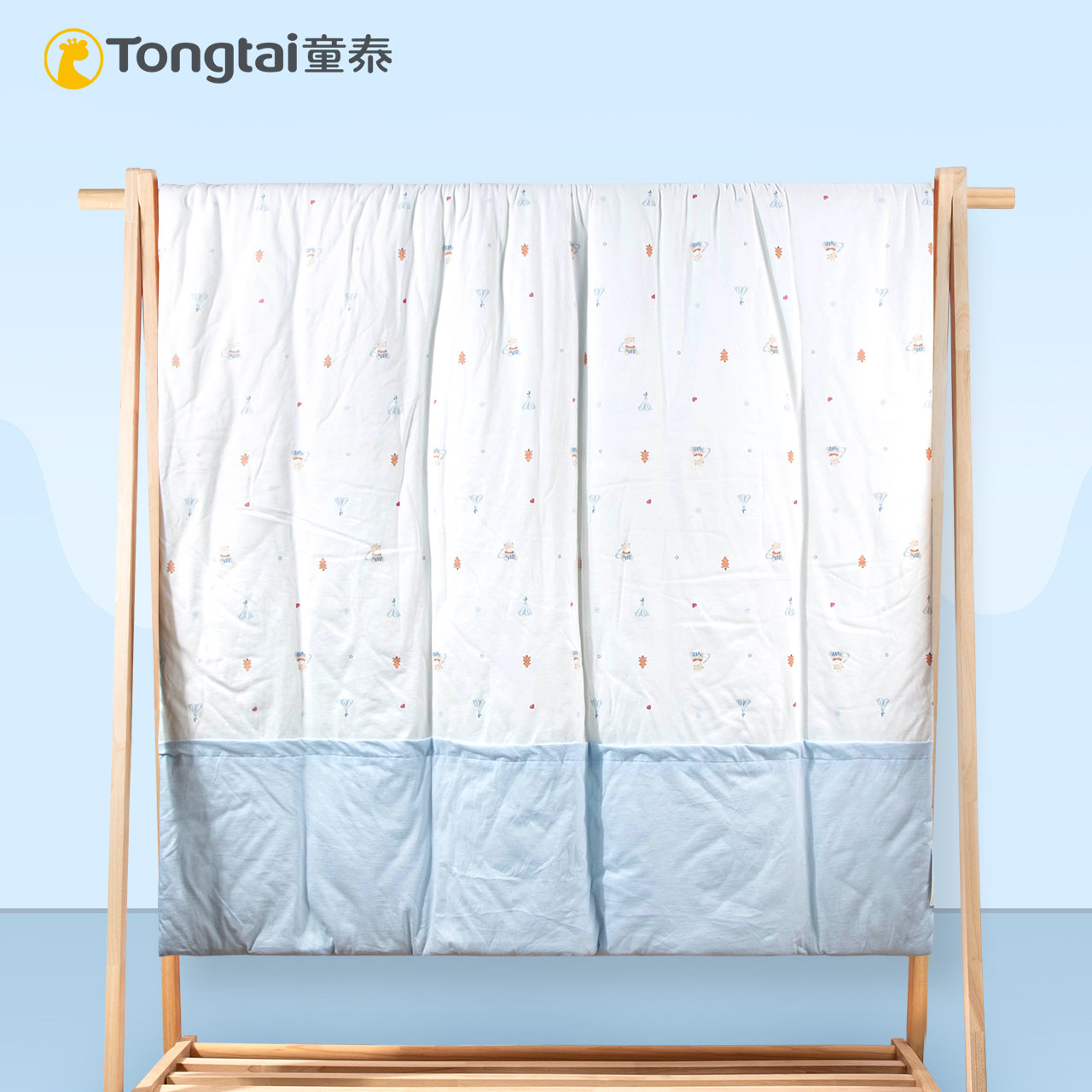 童泰秋冬新款婴幼儿夹棉加厚童被宝宝纯棉卡通印花亲肤保暖小被子