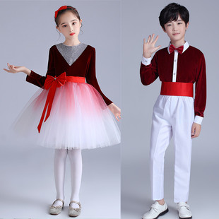 儿童合唱表演服男女童口才演出服装小学生合唱团诗歌朗诵比赛服装
