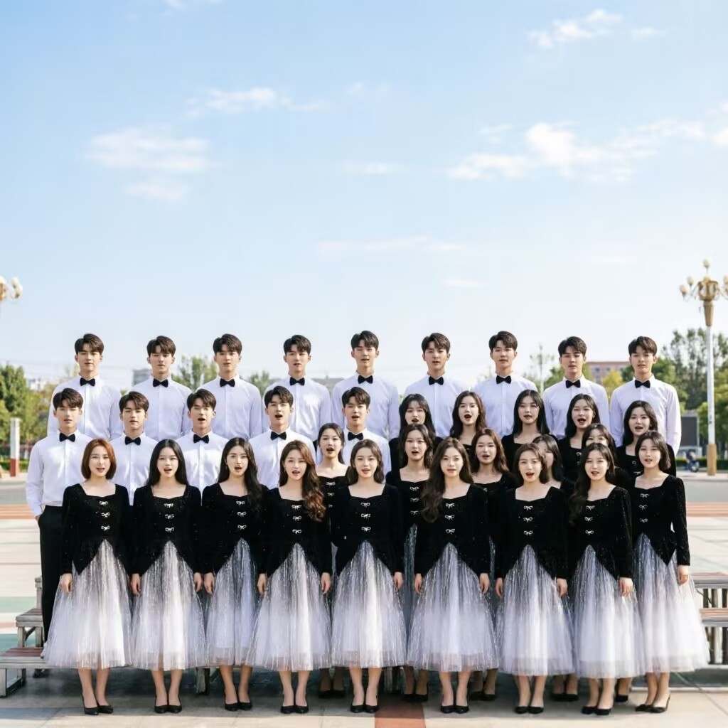 初中生合唱朗诵男女生演出服图片