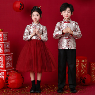 儿童拜年服小学生二胡古筝快板诗歌朗诵男女童爱国合唱服装加绒
