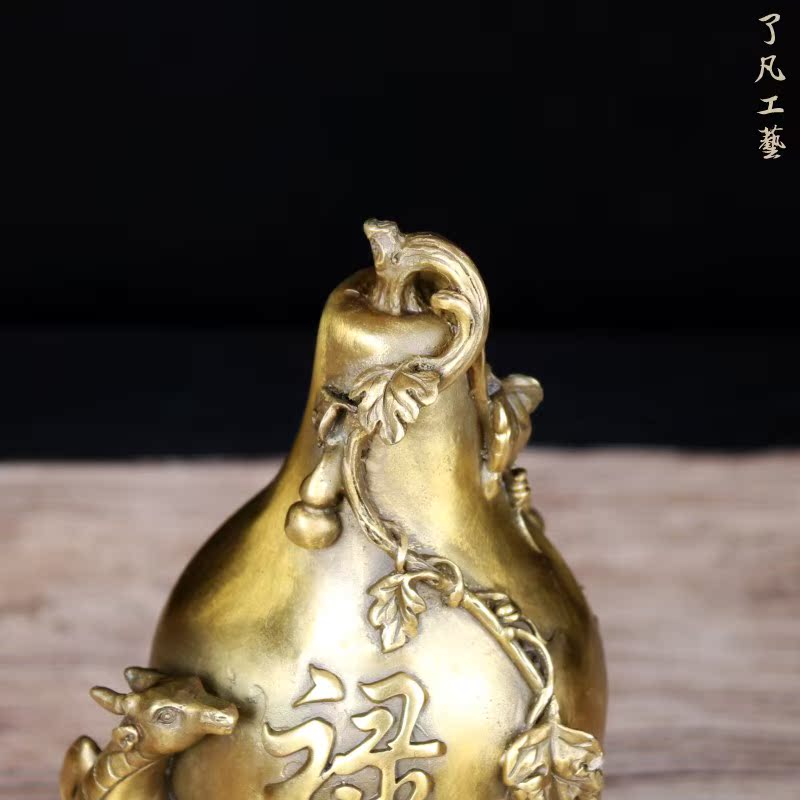 新款福祿壽葫蘆家居客廳臥室裝飾風水吉祥物擺設送禮佳品純銅葫蘆