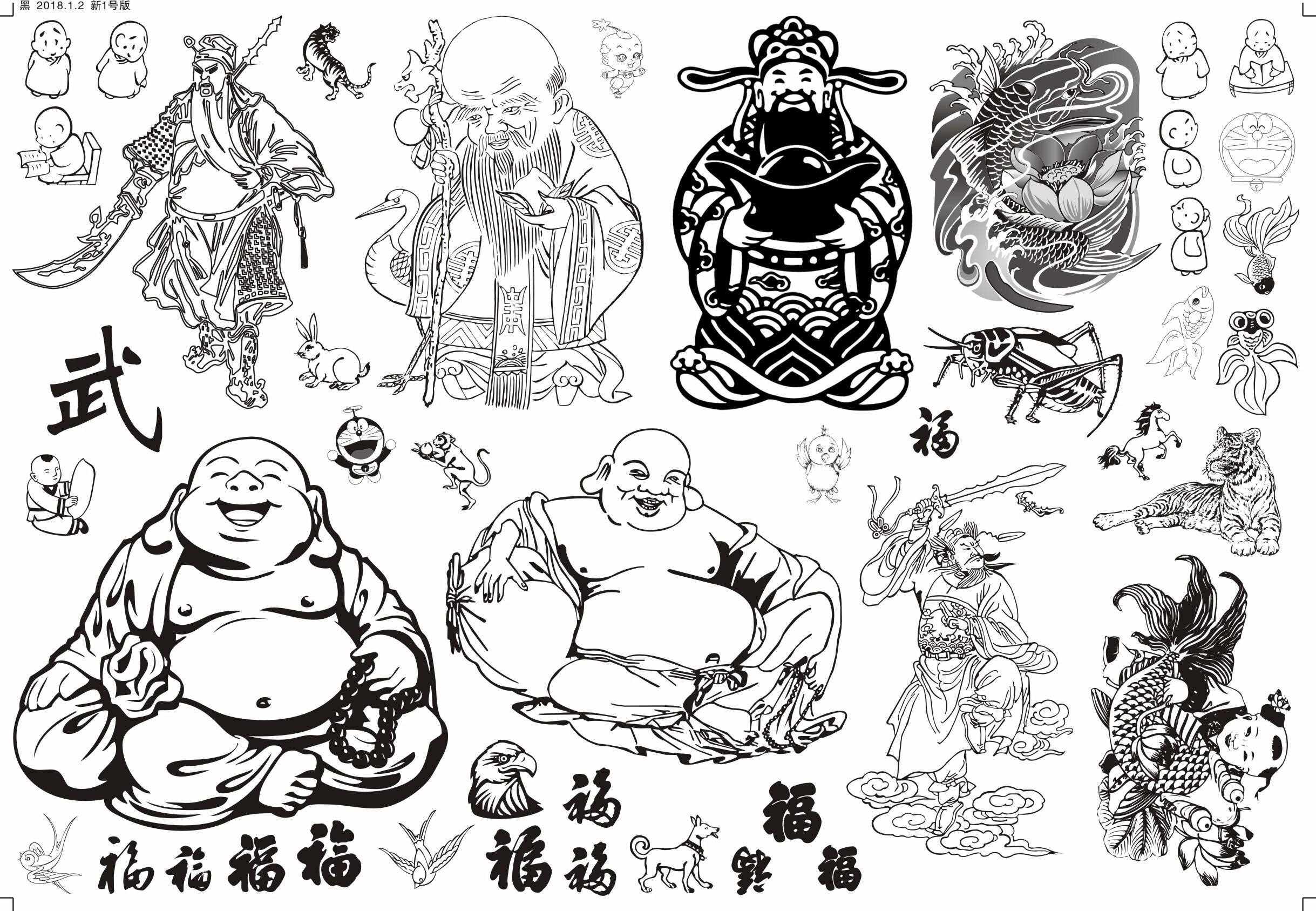 葫芦烙画底稿贴纸底稿烫画图案葫芦上的贴纸图案葫芦雕刻图案贴纸