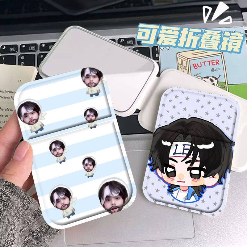 左航农民小乐乐折叠小镜子便携式随身化妆镜桌面全包边翻盖梳妆镜