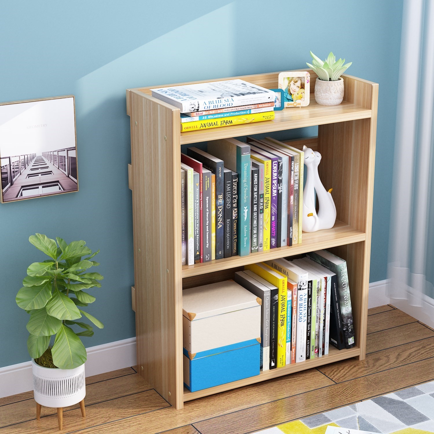 书架落地小型客厅简约置物架儿童简易书柜靠墙学生多层收纳架家用