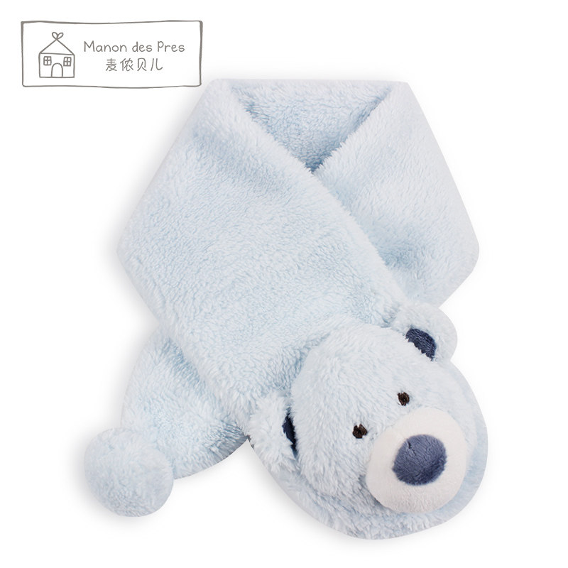 法国麦侬贝儿宝宝毛绒围巾保暖冬季儿童婴儿男女孩1-3岁卡通围脖