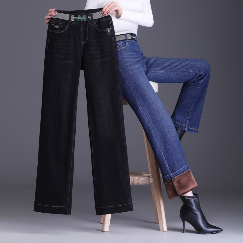 直筒裤长裤高腰保暖显瘦