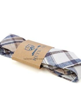 英伦男女欧美韩版窄版西装衬衣复古棉麻麻布手工格棕蓝白领带5CM