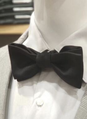 黑色真丝自制领结商务毕业主持婚礼上班领结男