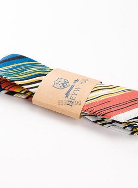 欧美时尚休闲复古条纹晚会年会主持麻布亚麻领带蓝黄红黑白领呔