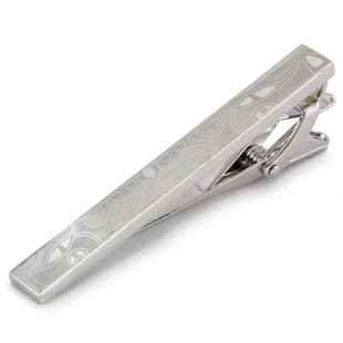 斯巴达 复古花纹 银色激光雕花 镜面 领带夹 领夹 男士 男式