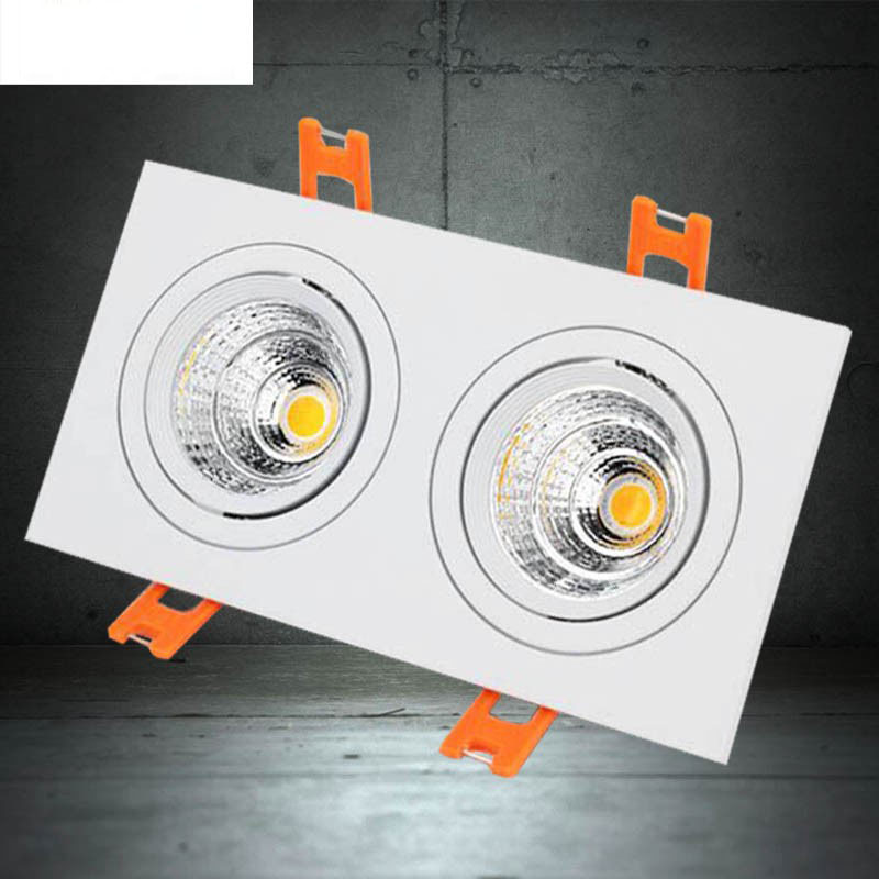 方形led格栅聚光双头天花灯