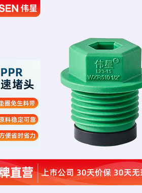 伟星PPR外丝堵头 塑料带垫圈 免缠生料带冷热水管丝堵4分1/2管堵