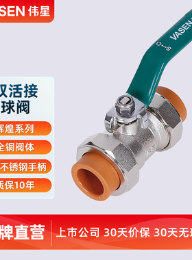 伟星辉煌色ppr热熔双活接球阀入户水管开关总阀门加厚全铜4分 6分