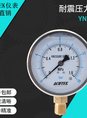 ACUTEK耐震压力表 YN100  1.6MPA  M20*1.5 液压 防震 抗震压力表