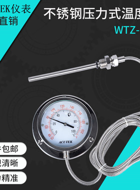 耐震不锈钢压力式温度计WTZ-280-N 100度  线3米 1/2 探头10*150