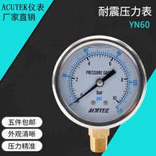 ACUTEK 耐震压力表YN60 10bar PT1/4 气压 液压 防震 抗震压力表