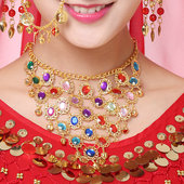 新款 印度舞蹈演出配饰项链肚皮舞练习饰品百搭首饰肚皮舞彩钻项链