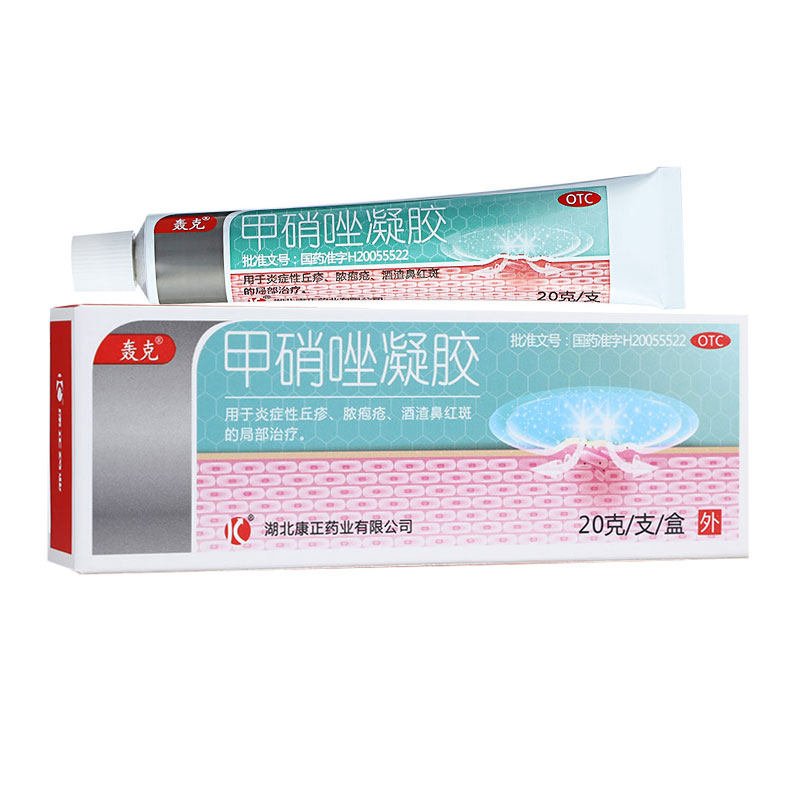 轰克甲硝唑凝胶20g炎症性丘疹脓疱疮酒渣鼻甲硝锉甲消唑销唑##