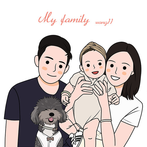 手绘头像一家三口似颜绘卡通头像