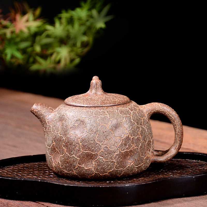 吉羊 宜兴古法柴烧窑变紫砂壶纯手工茶壶茶具原矿翡翠金砂供春壶