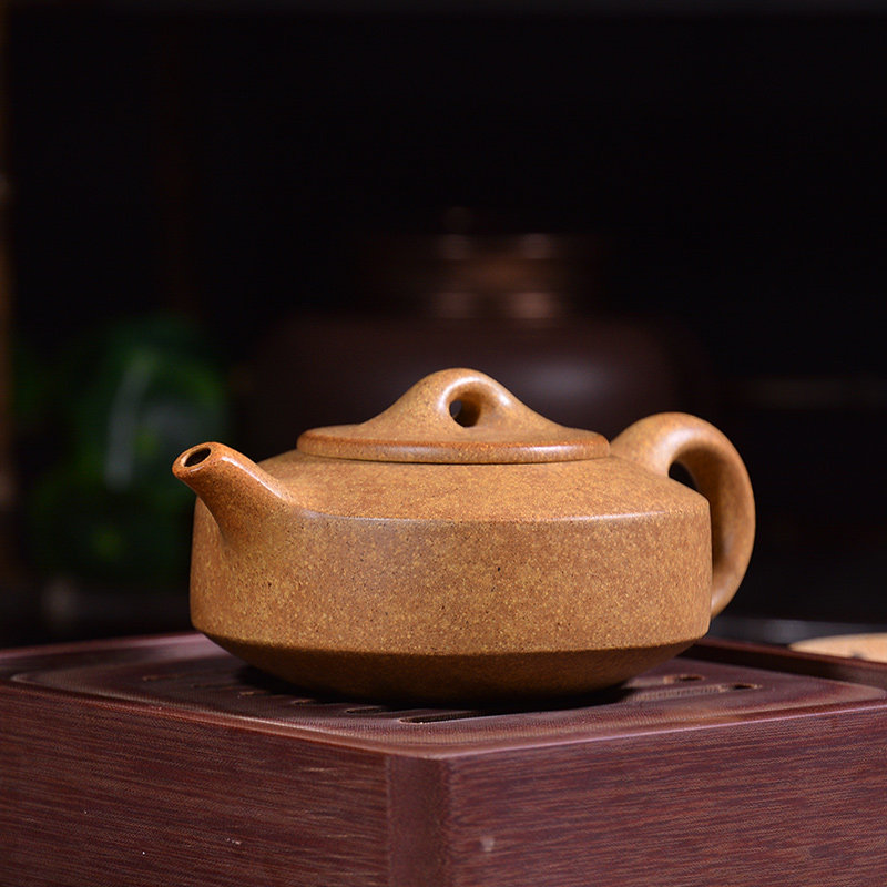 吉羊 龙窑柴烧窑变紫砂壶纯手工茶壶茶具 宜兴原矿黄金段泥汉君壶