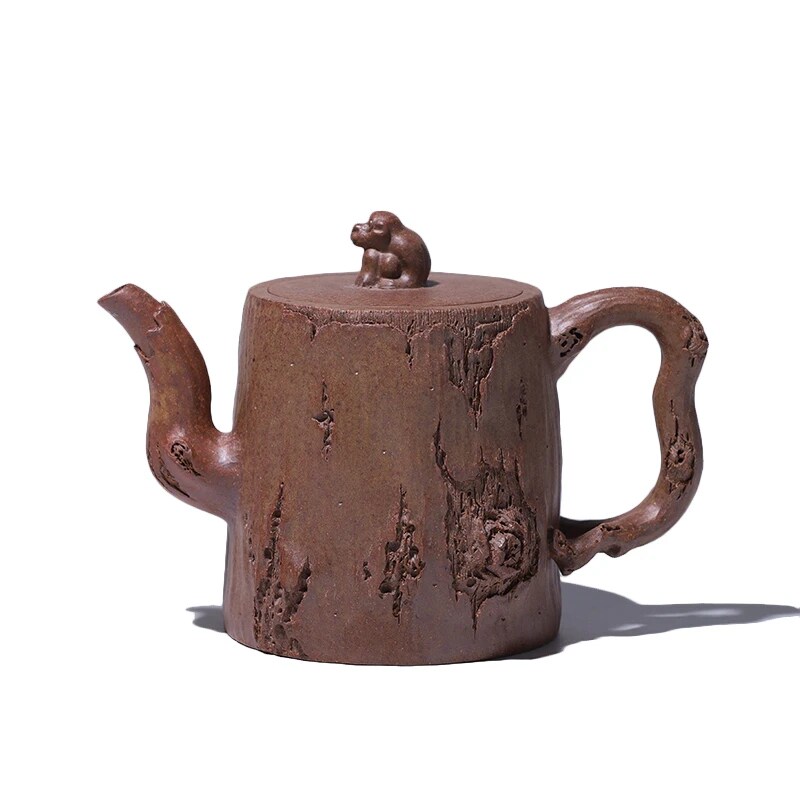 吉羊柴烧 宜兴紫砂壶茶壶 原矿本山绿泥灵猴抱桩180ml