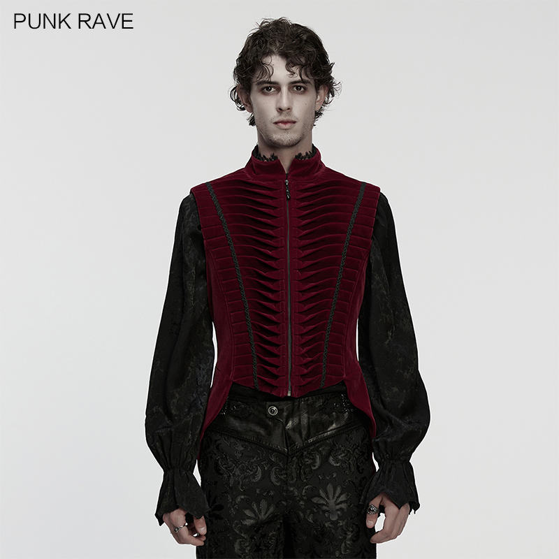 哥特风立体压褶燕尾马甲