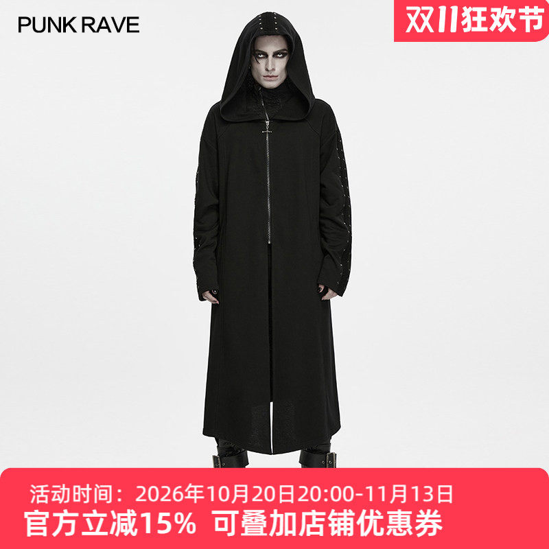 暗黑赛博朋克铆钉斗篷风衣男