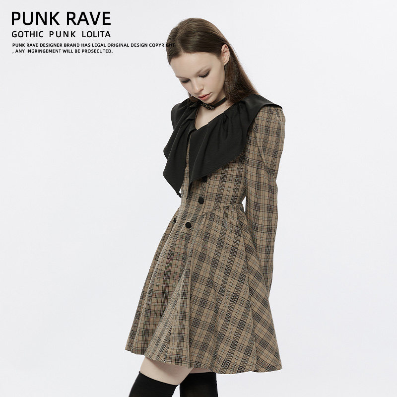 PUNKRAVE娃娃领格子连衣裙