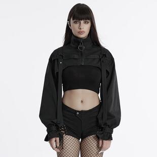 PUNKRAVE朋克酷飒机能短外套个性长袖罩衫不对称宽松女夹克外搭潮